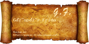 Gáspár Frida névjegykártya
